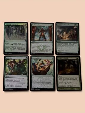 MTG Green Sorcery Lot 6 Cards FOIL Scout Wilderness Commander EDH Magic